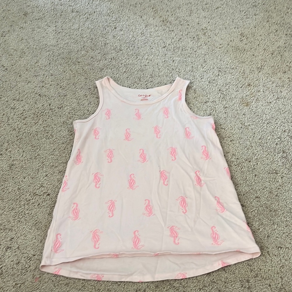 Girls pink tank with seahorse print. Size: L (10-12).